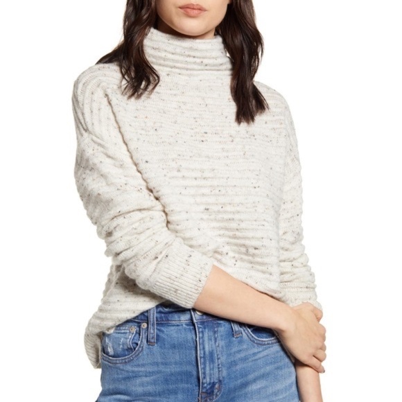 Madewell Belmont Donegal White & Gray Tweed Mock Turtleneck Sweater Women’s S - Picture 11 of 11